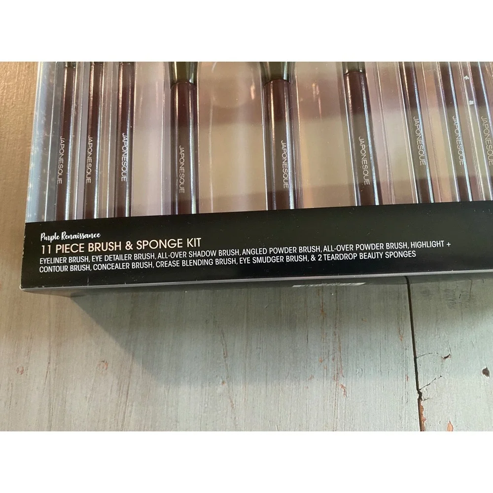 Japonesque Purple Renaissance 11 Piece Makeup Brush and Sponge Kit New